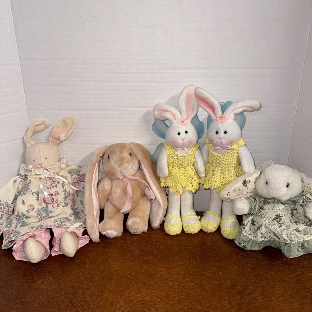 Adorable Plush Bunny Set in Floral and Yellow